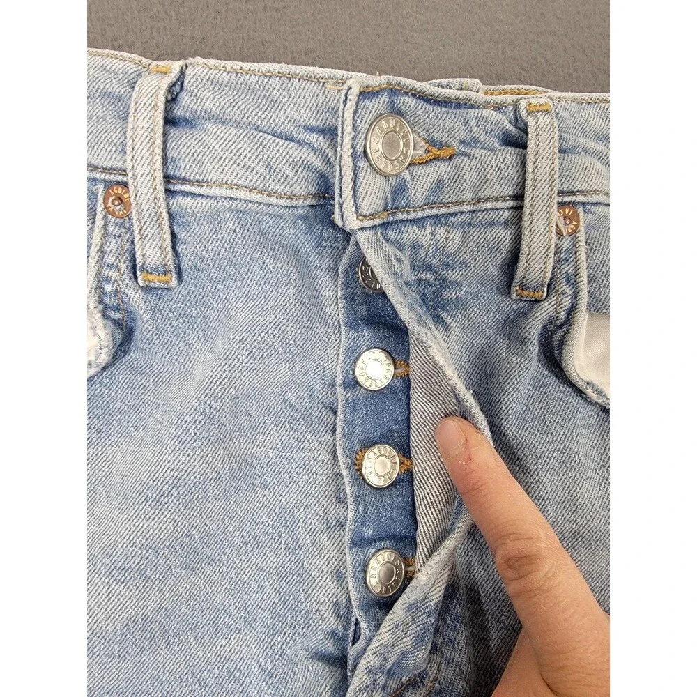 AGOLDE Jeans Womens 25 Light Wash Riley Crop High Rise Straight Leg Button Fly‎